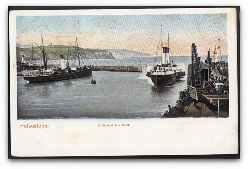 Kent Folkestone Harbour Arrival Of The Steamer Boat Early 1902 Vintage A4 Photo Print