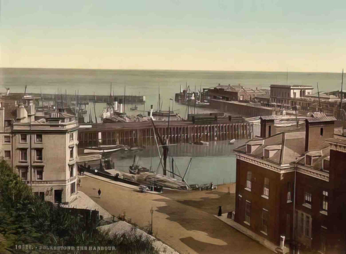 Kent Folkestone Harbour Vintage A4 Photo Print