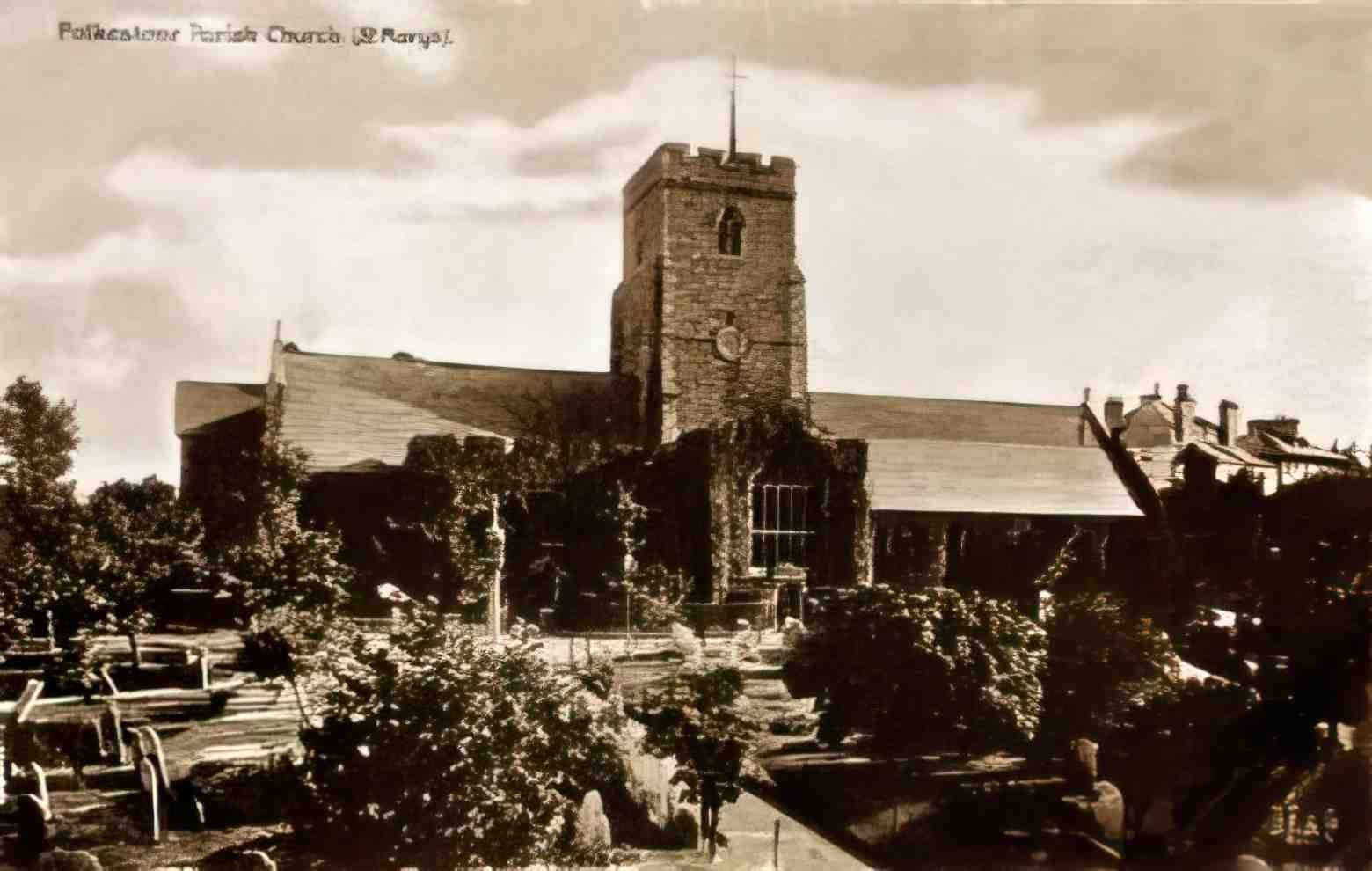 Kent Folkestone St Marys Parish Church Vintage A4 Photo Print