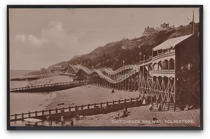Kent Folkestone Switchback Railway On Beach Under Cliffs Close Up Vintage A4 Photo Print