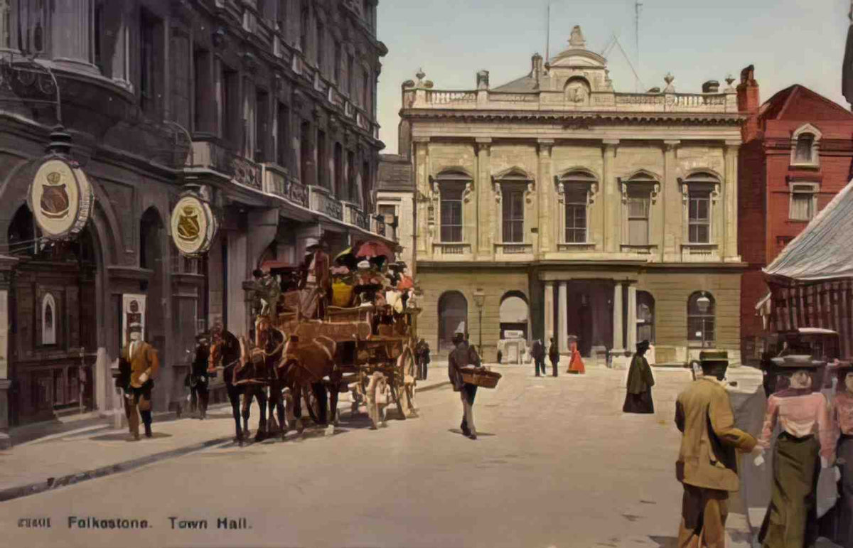 Kent Folkestone The Town Hall c1907 Vintage A4 Photo Print
