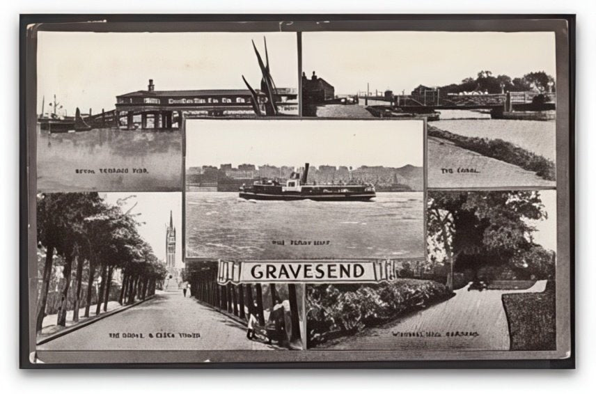 Kent Gravesend 5 Views Royal Terrace Pier Ferry Boat Canal Clockprinted Vintage A4 Photo Print