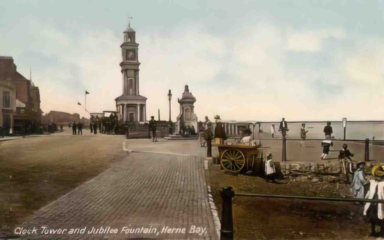 Kent Herne Bay Clock Tower and Jubilee Fountain Vintage A4 Photo Print