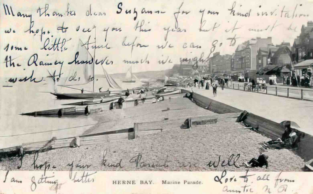 Kent Herne Bay Marine Parade Vintage A4 Photo Print