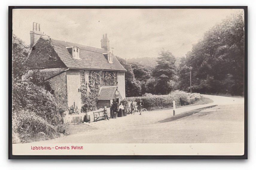 Kent Ightham Crown Point People Outsdie Pub By Road Vintage A4 Photo Print