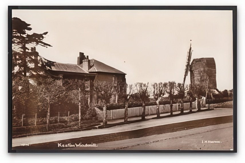 Kent Keston Windmill & Houses From Road Vintage A4 Photo Print