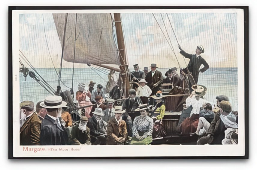 Kent Margate The Moss Rose On Board Pleasure Sailing Boat Vintage A4 Photo Print