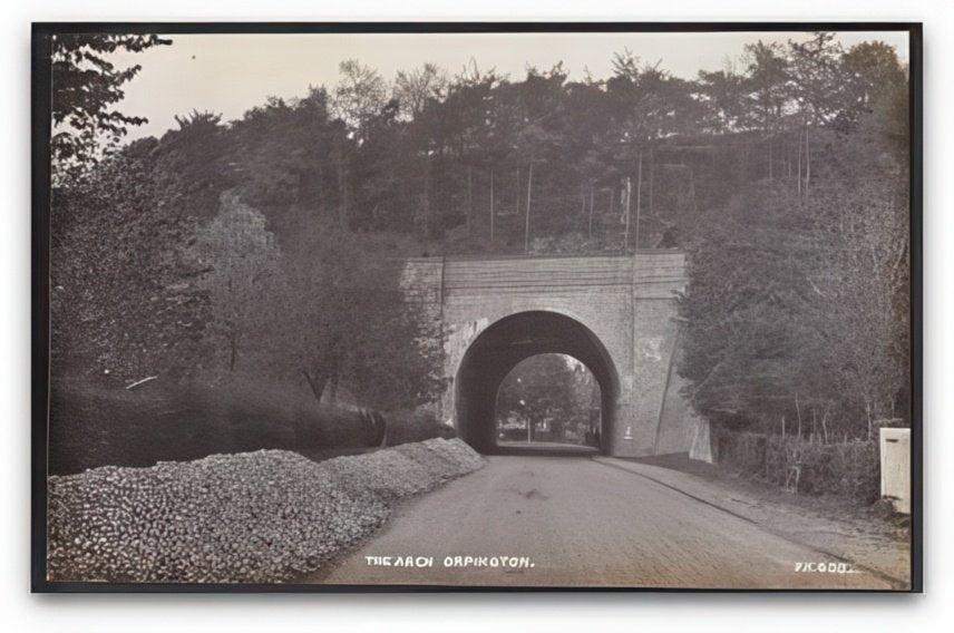 Kent Orpington The Arch Railway Bridge From Road & Trees Vintage A4 Photo Print