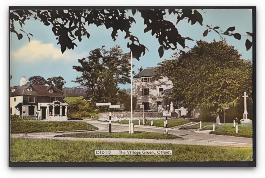 Kent Otford Village Green Road Junction Pub & War Memorial Vintage A4 Photo Print