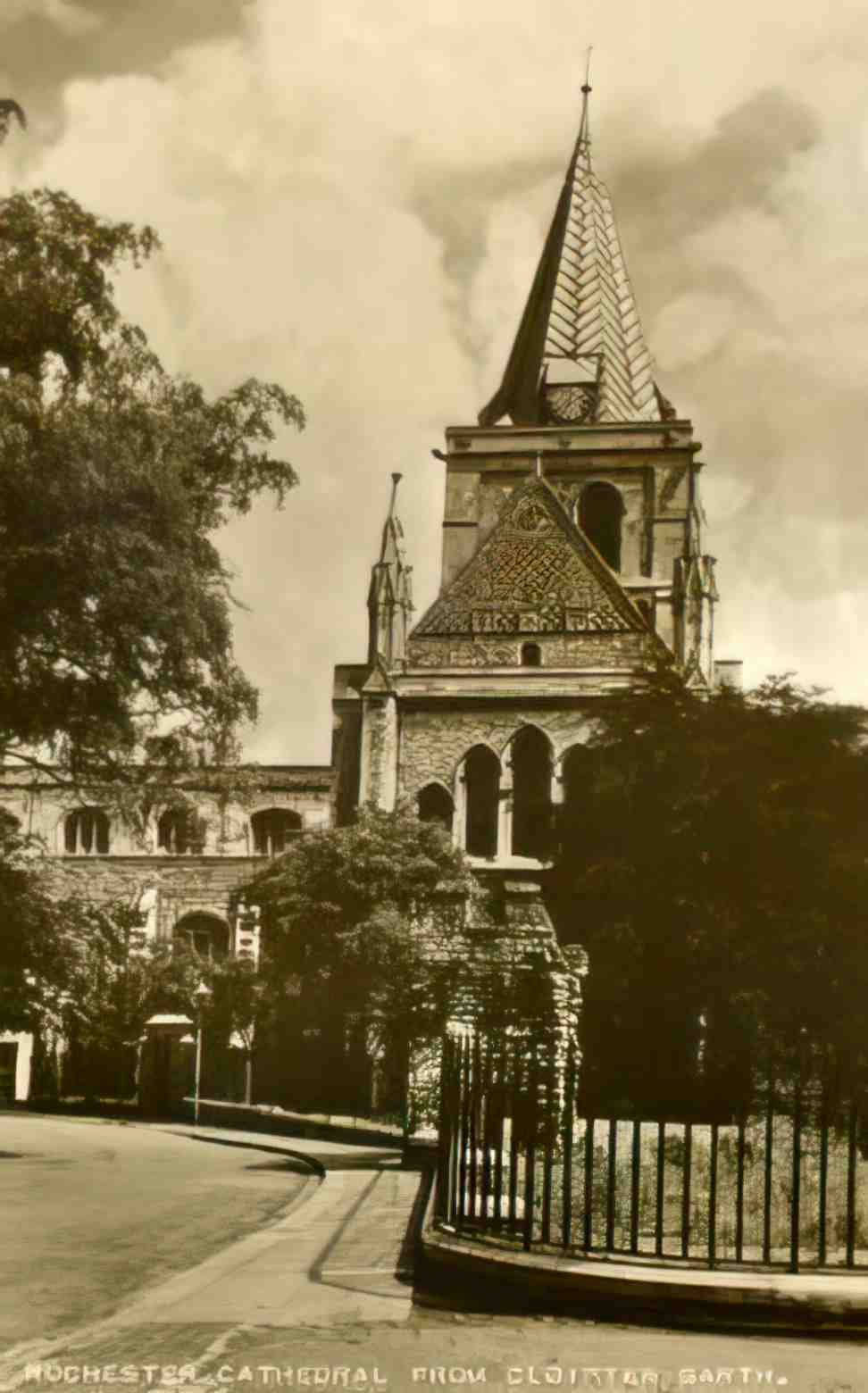 Kent Rochester Cathedral from Cloister Garth c1950 Vintage A4 Photo Print