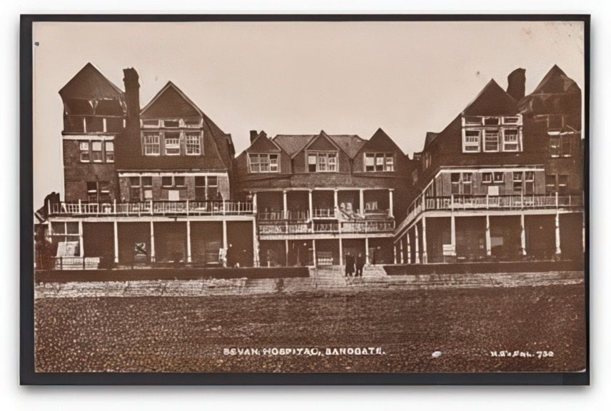 Kent Sandgate Bevan Hospital From Garden Men On Steps Vintage A4 Photo Print