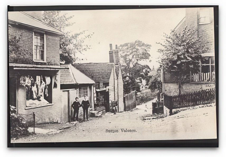 Kent Sutton Valence 2 Boys Pose By Butchers Shop Vintage A4 Photo Print