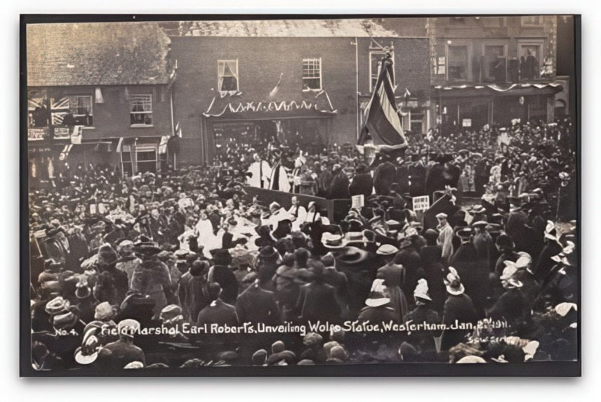 Kent Westerham Field Marshal Earl Roberts Unveils Wolfe Statue Jan 1911 Rp Vintage A4 Photo Print
