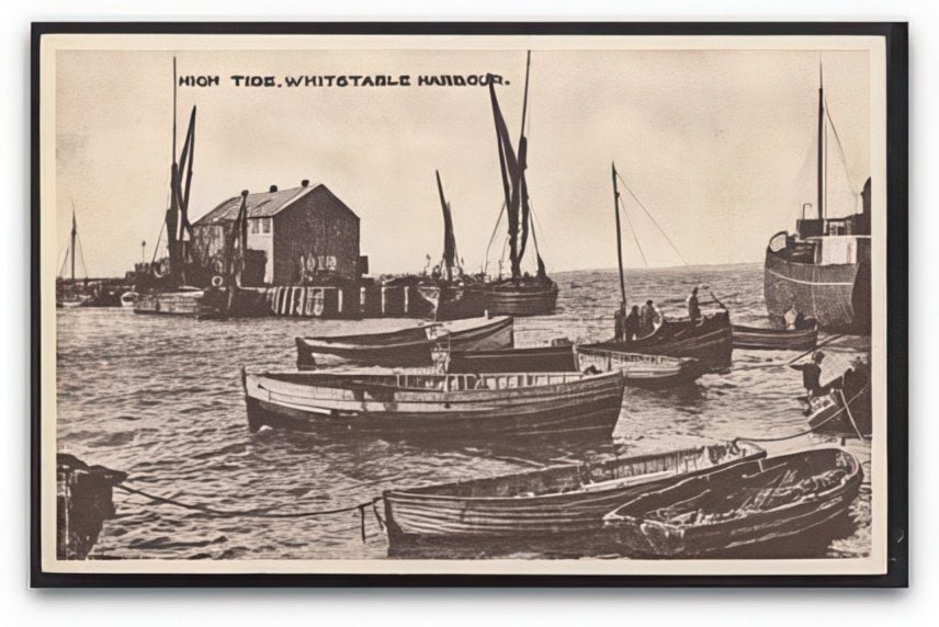 Kent Whitstable Harbour High Tide Sailing Barges Fishing Boats By Jetty Vintage A4 Photo Print