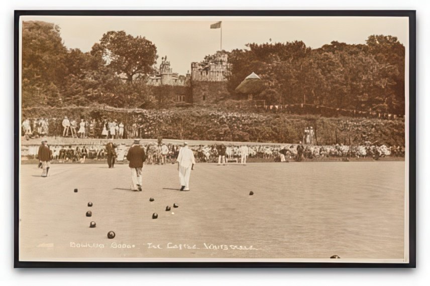 Kent Whitstable The Castle Bowling Green Game In Progress Vintage A4 Photo Print