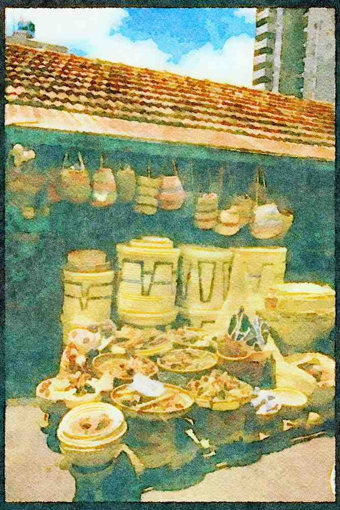 Kenya Africa 253013 Straw Market A4 Limited Edition Watercolour Print