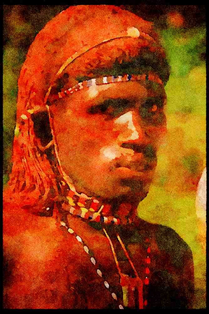 Kenya Africa 253023 Young Samburu Warrior A4 Limited Edition Watercolour Print