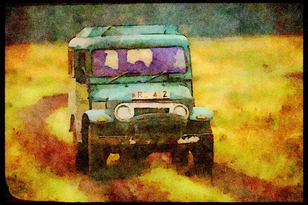 Kenya Africa 253033 Land Rover Safari Vehicle A4 Limited Edition Watercolour Print