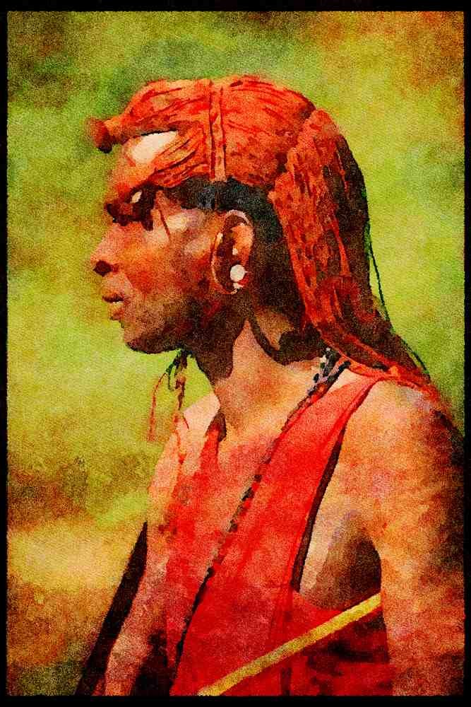 Kenya Africa 253066 Young Samburu Warrior A4 Limited Edition Watercolour Print