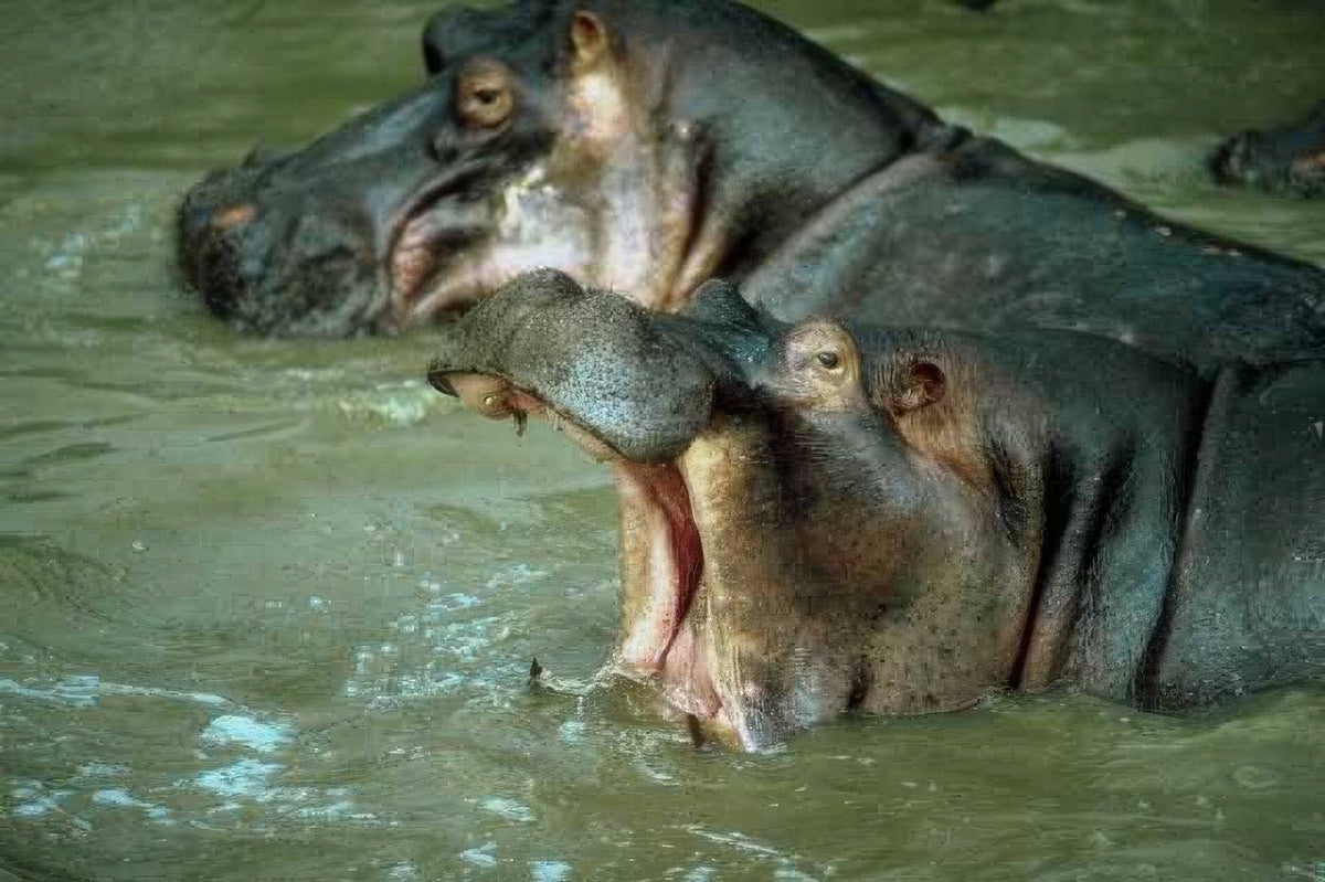 Kenya Hippopotamus Water Teeth A4 Photo Print