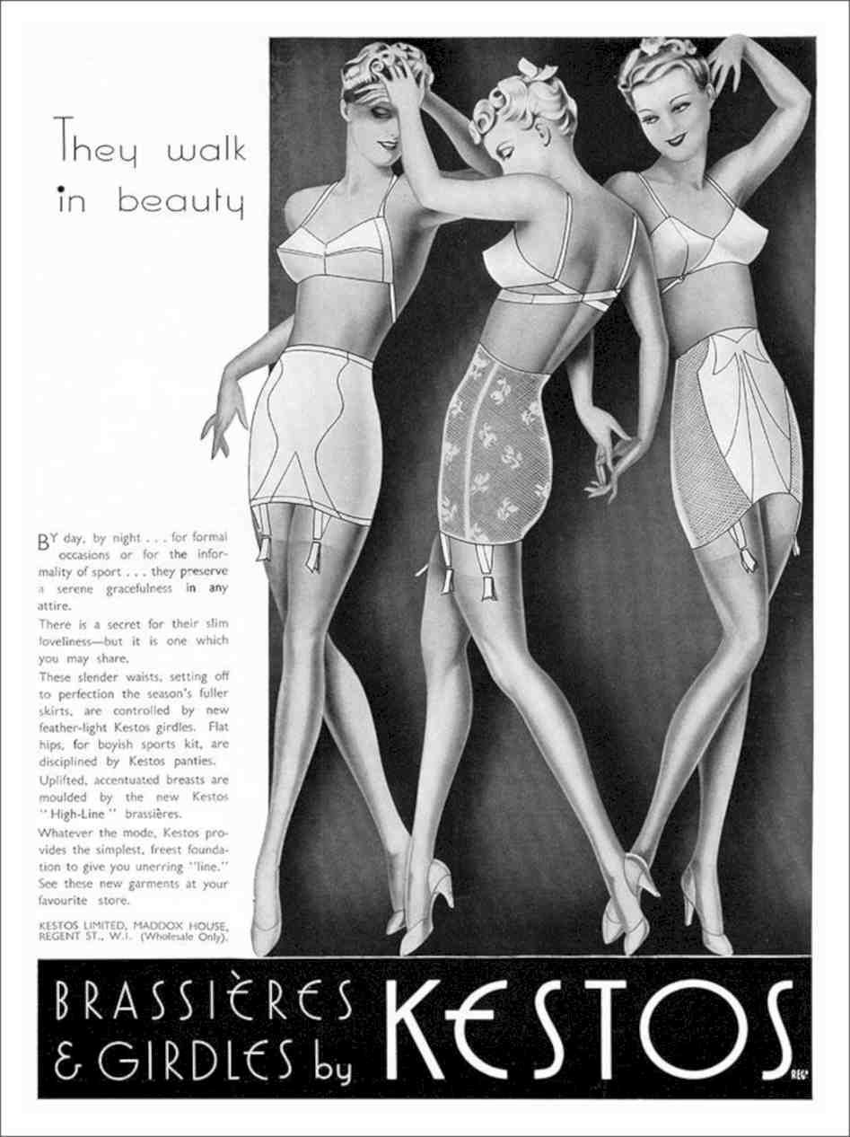 Kestos Brassieres Girdles Srt Deco Lingerie Advert 1930s Vintage Retro Advert P