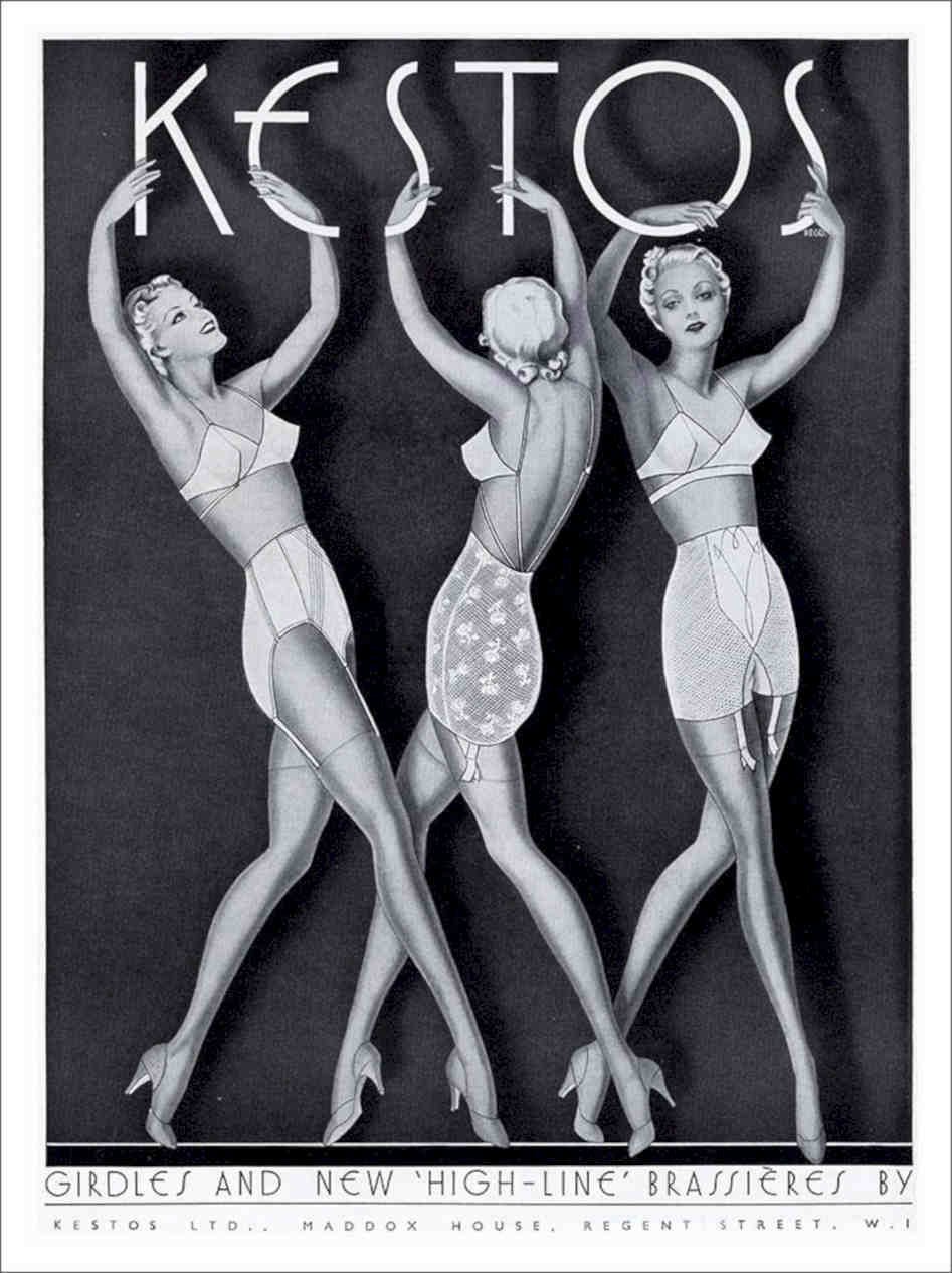 Kestos Lingerie Girdles Art Deco Advert 1930s Vintage Retro Advert Poster A4 Ph