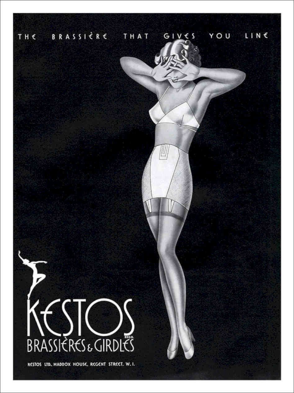 Kestos Lingerie Girdles Brassieres Art Deco Advert 1930s Vintage Retro Advert P