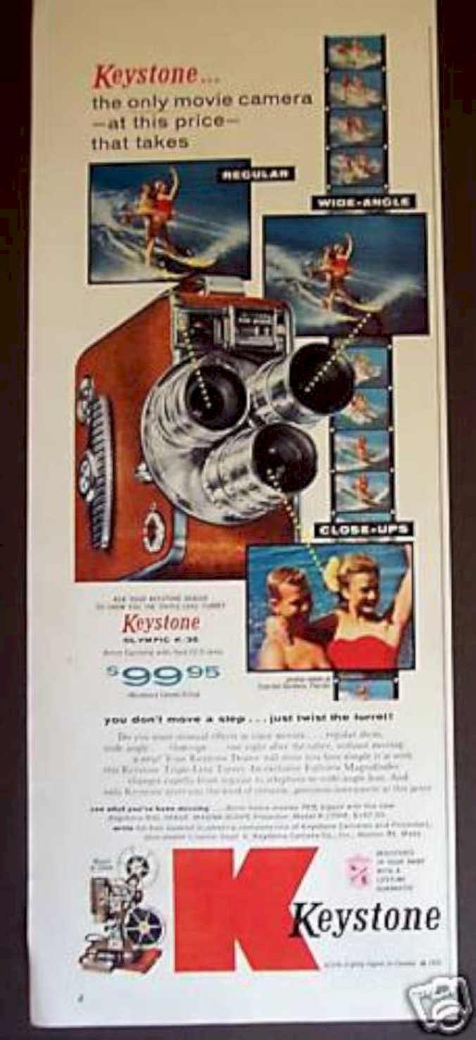 Keystone Camera Surfers Vintage Retro Advert Ads A4 Photo Print