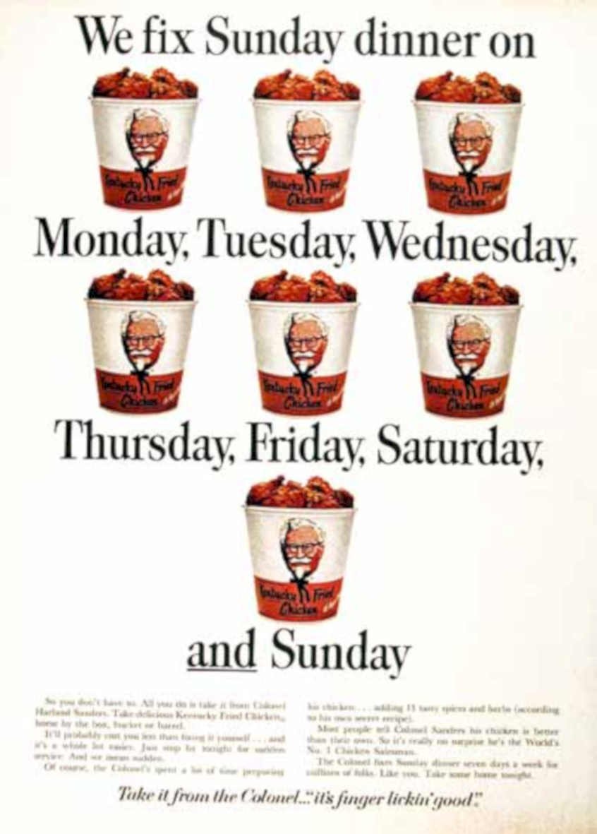 Kfc Chicken Buckets Vintage Retro Advert Ads A4 Photo Print