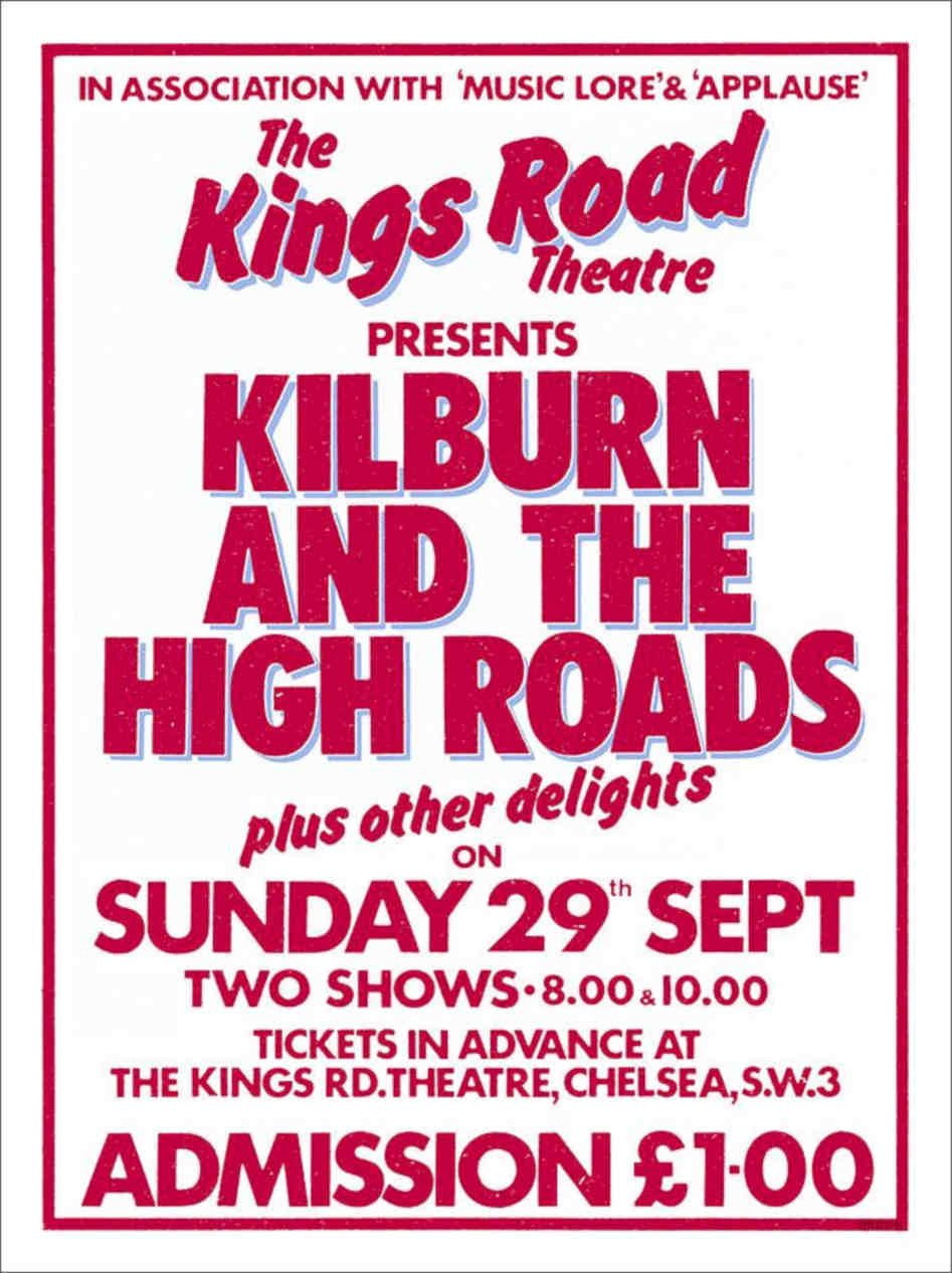 Kilburn And The High Roads Kings Road Ian Dury Gig P Vintage Retro Advert Poste