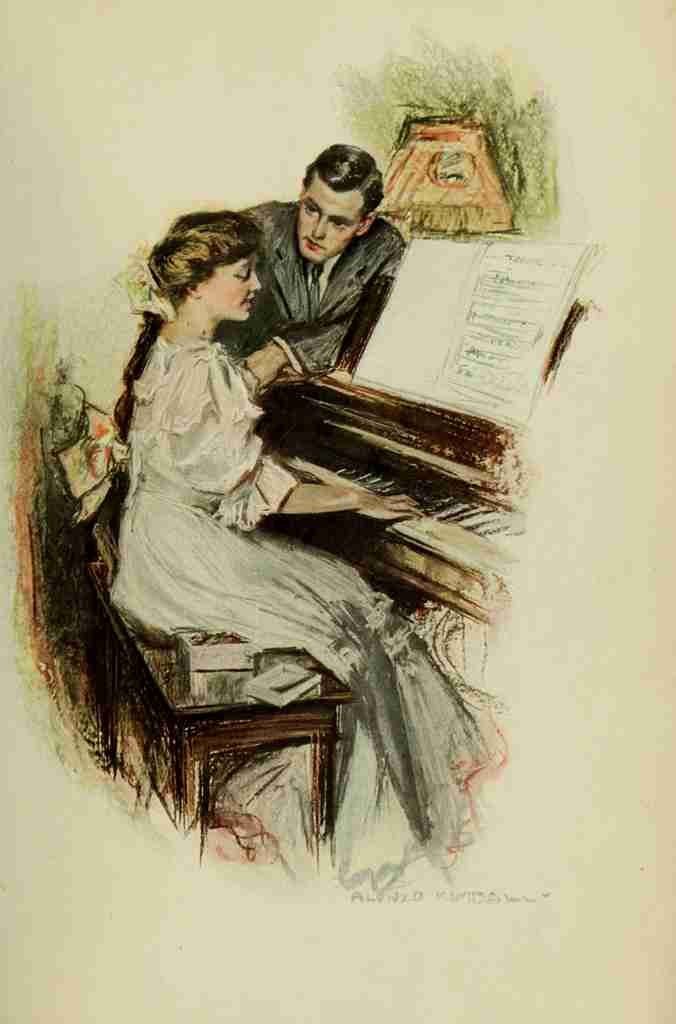 Kimball Alonzo 1874 1923 Scribners 44 1908 Playing the piano A4 Photo Print
