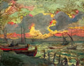 Kimon Loghi boats on the shore Art A4 Photo Print UK