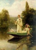 King Henry John Yeend Two Ladies Punting On The River A4 Photo Print