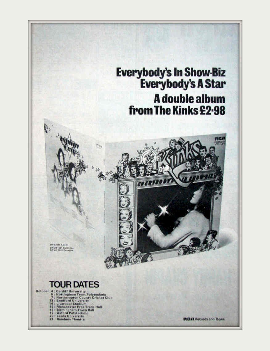 Kinks Double Showbiz Vintage Retro Advert Poster A4 Photo Print