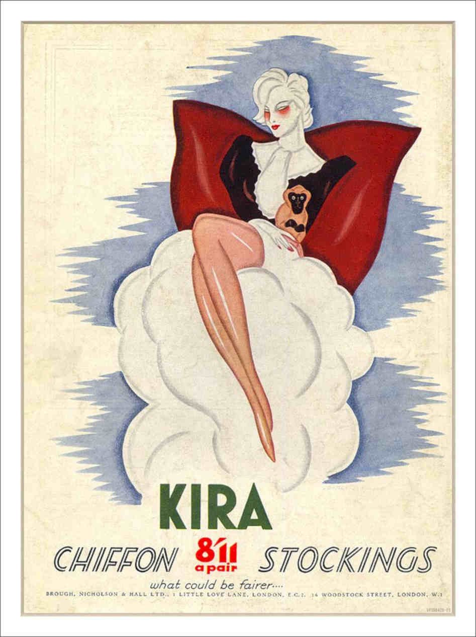Kira Chiffon Stockings Vintage Retro Advert Poster A4 Photo Print