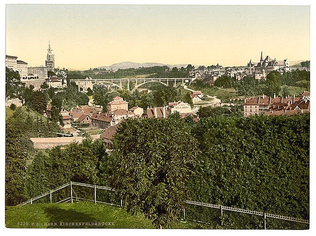 Kirchenfeld Bridge Berne Vintage A4 Photo Print