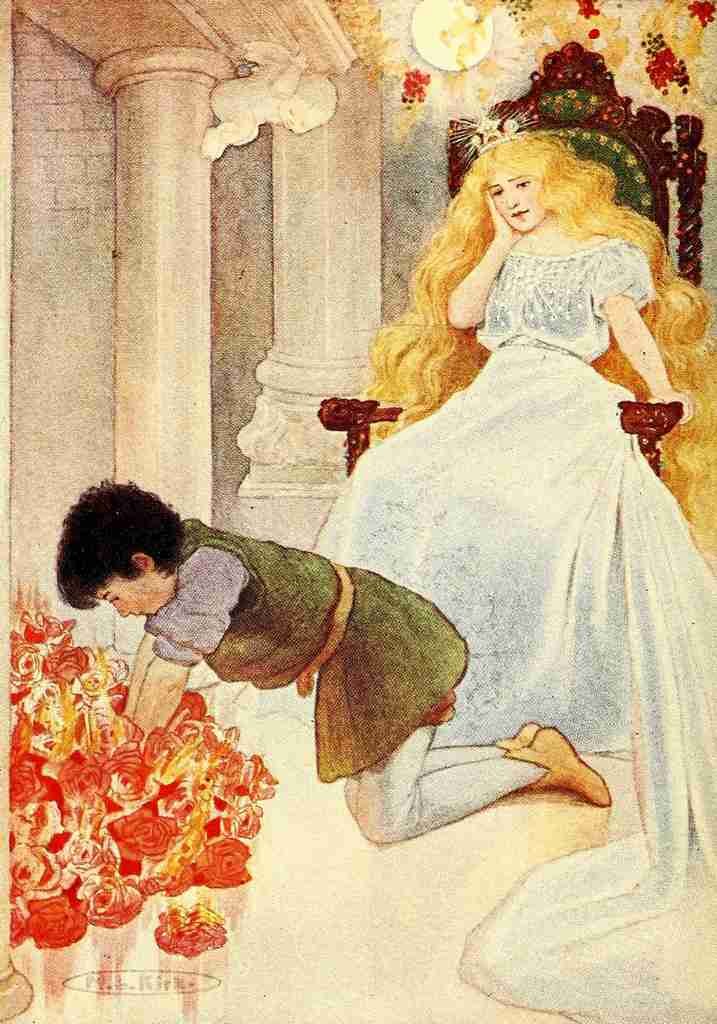 Kirk Maria The Princess & the Curdie 1908 Flaming roses A4 Photo Print