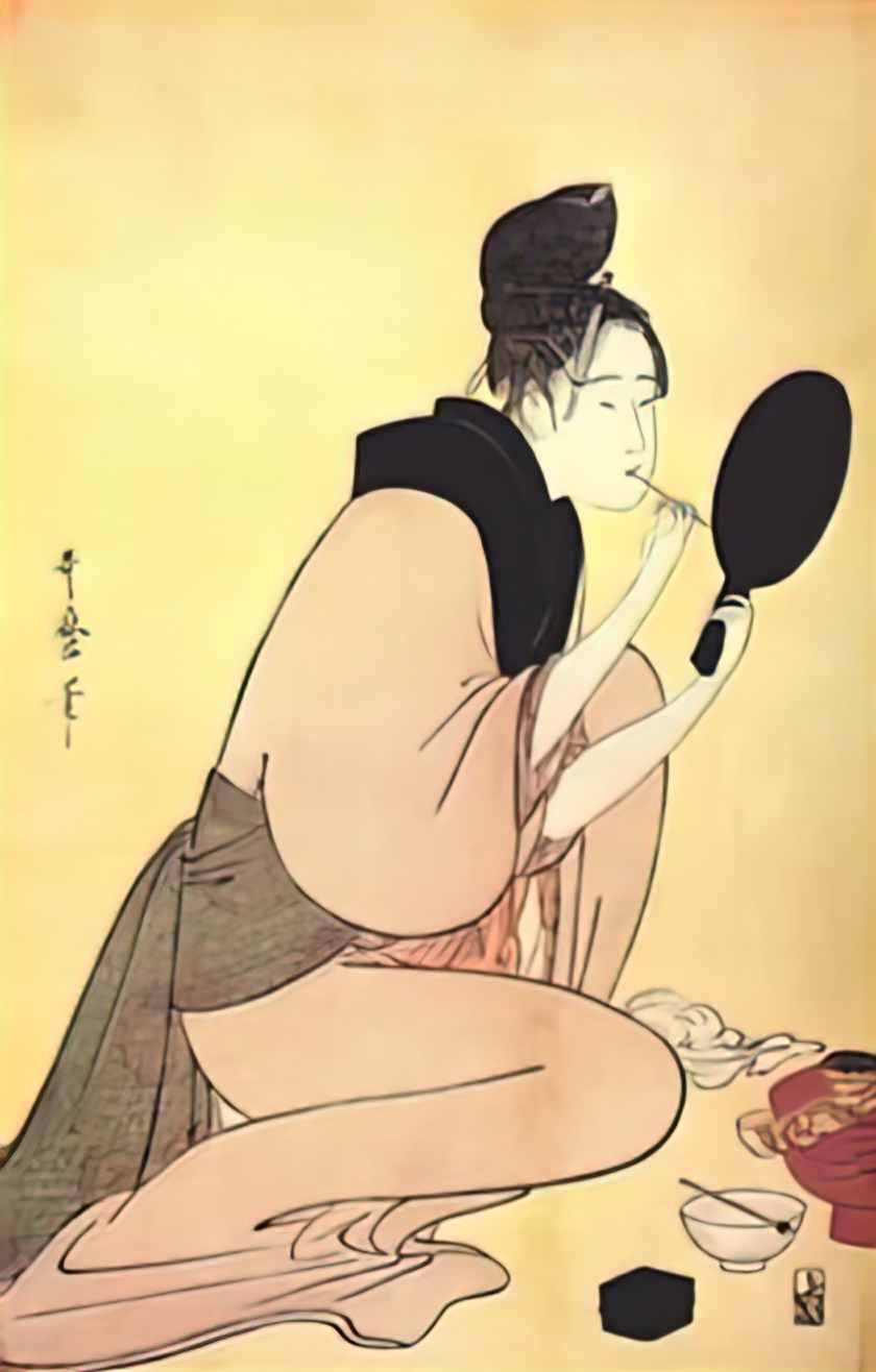 Keisai Eisen a couple locked in an embrace 1825 Art A4 Photo Print