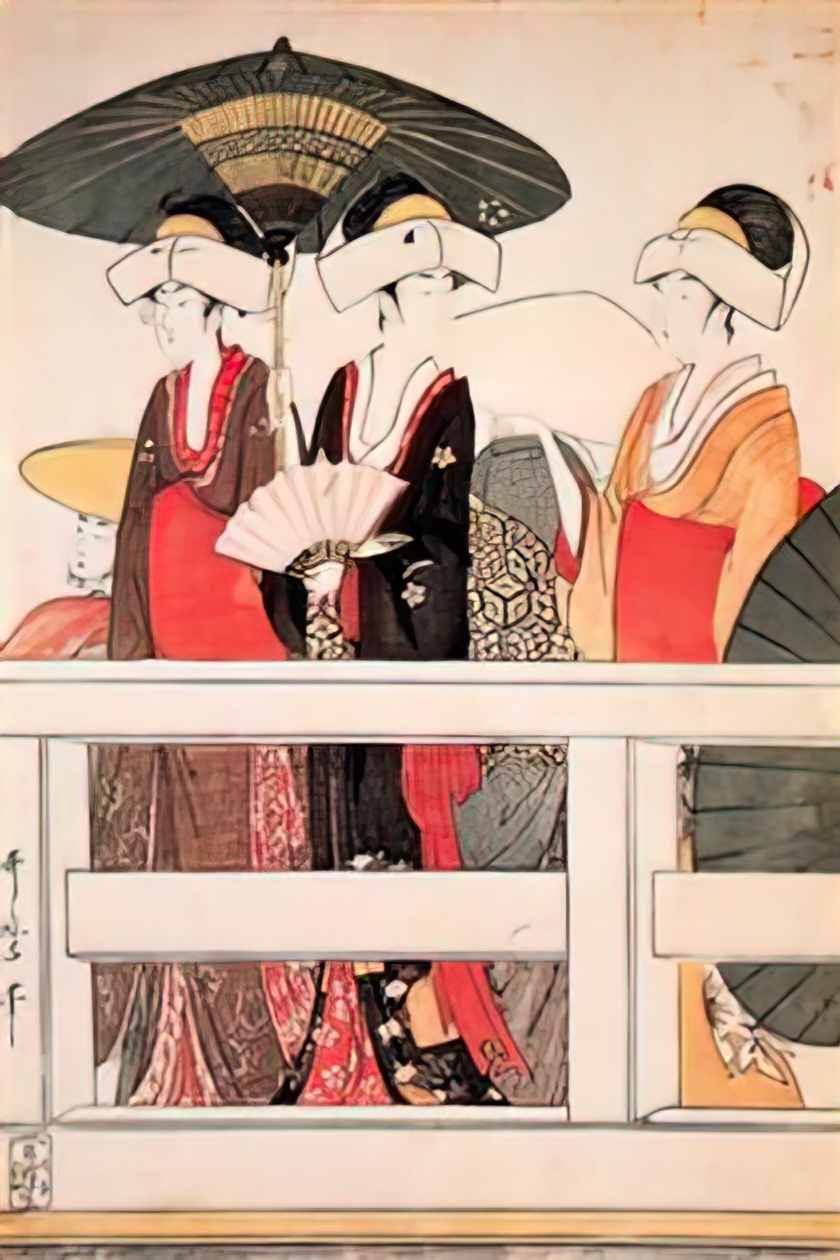 Keisai Eisen beauty and shamisen 1840 Art A4 Photo Print