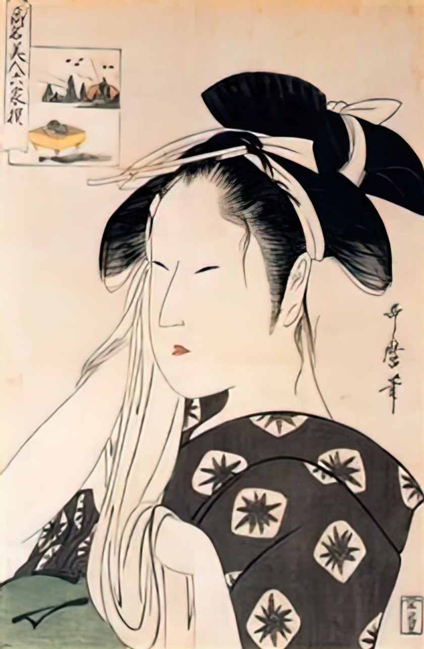Keisai Eisen beauty and sumida river edo meisho bijin awase 1820 Art A4 Photo Print