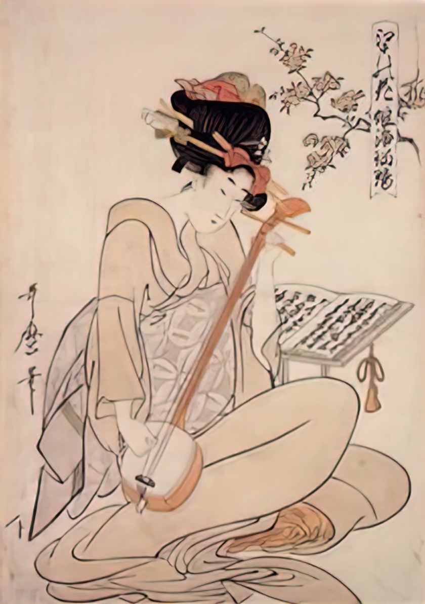 Keisai Eisen cards fukujuso flowers and screen Art A4 Photo Print