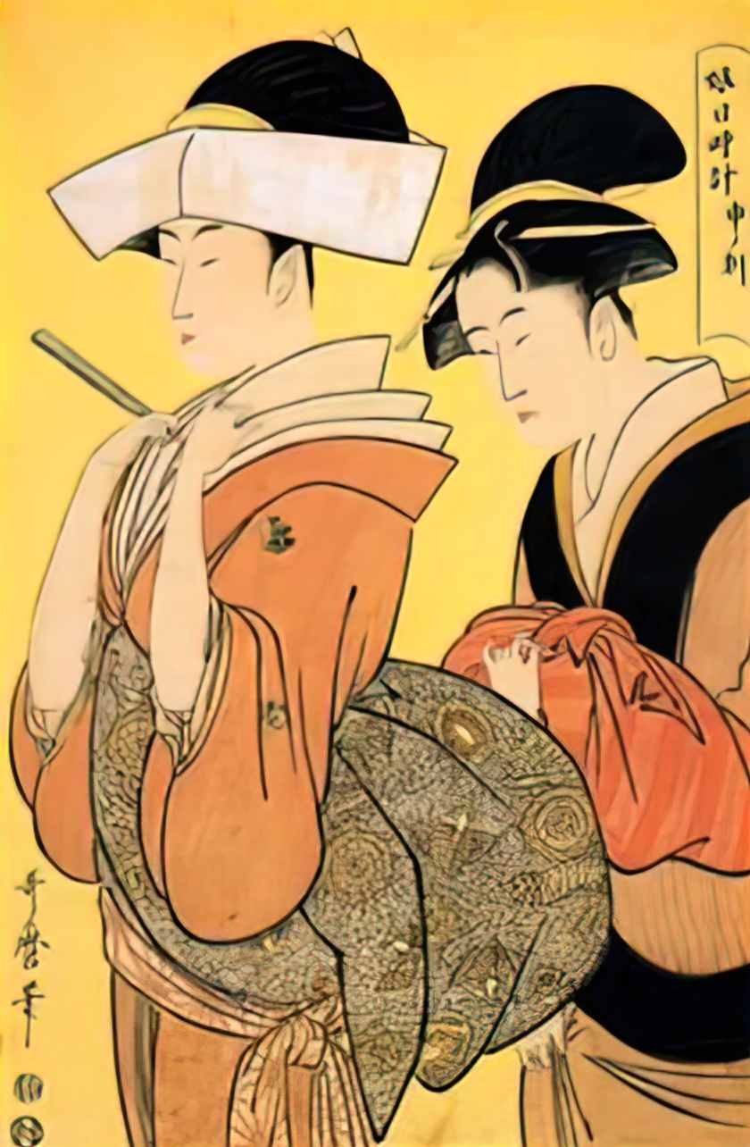Keisai Eisen pipe smokers 18351 Art A4 Photo Print