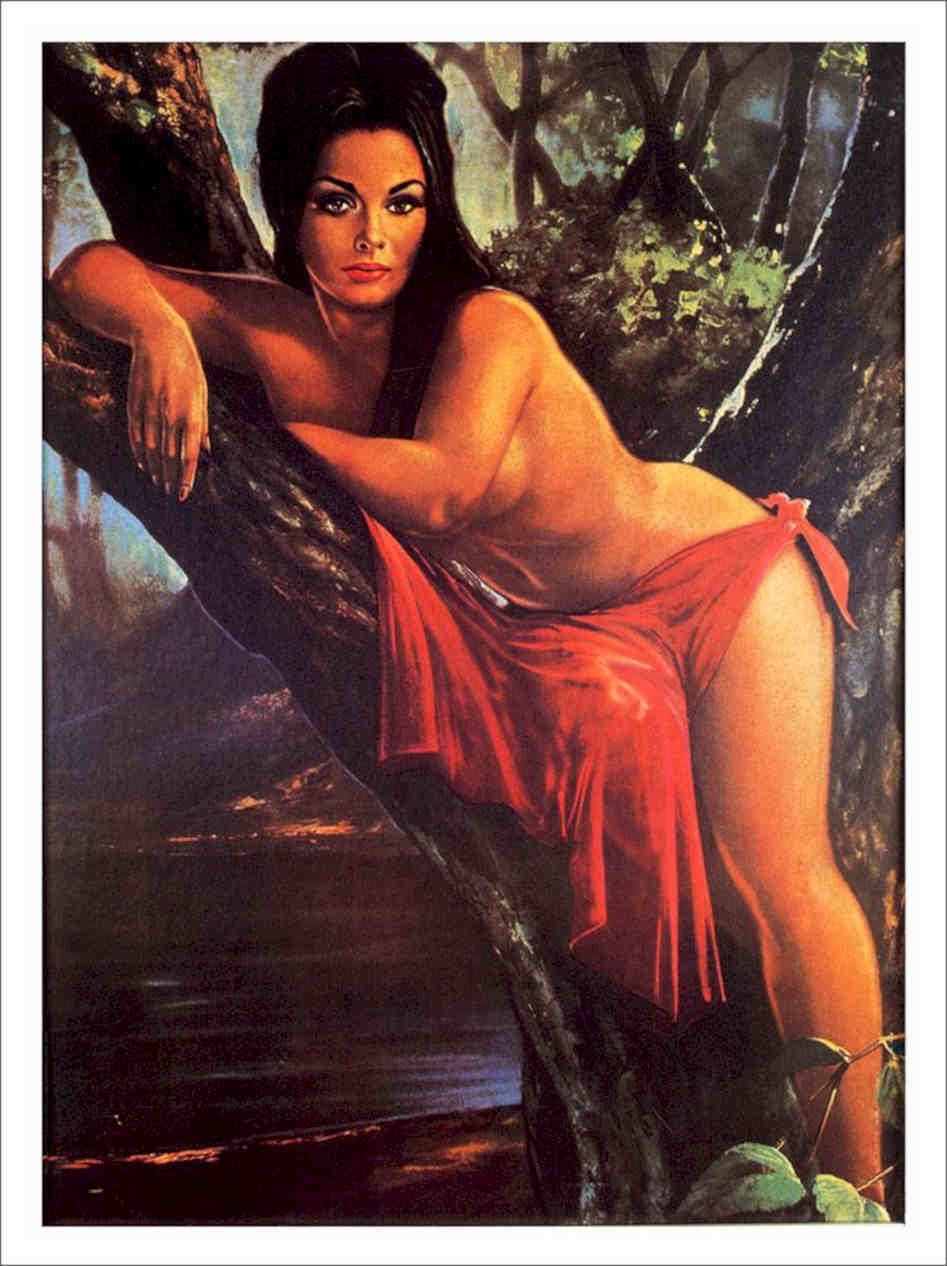 Kitsch Nude Girl In Tree J H Lynch 1960s Vintage Retro Advert Poster A4 Photo P