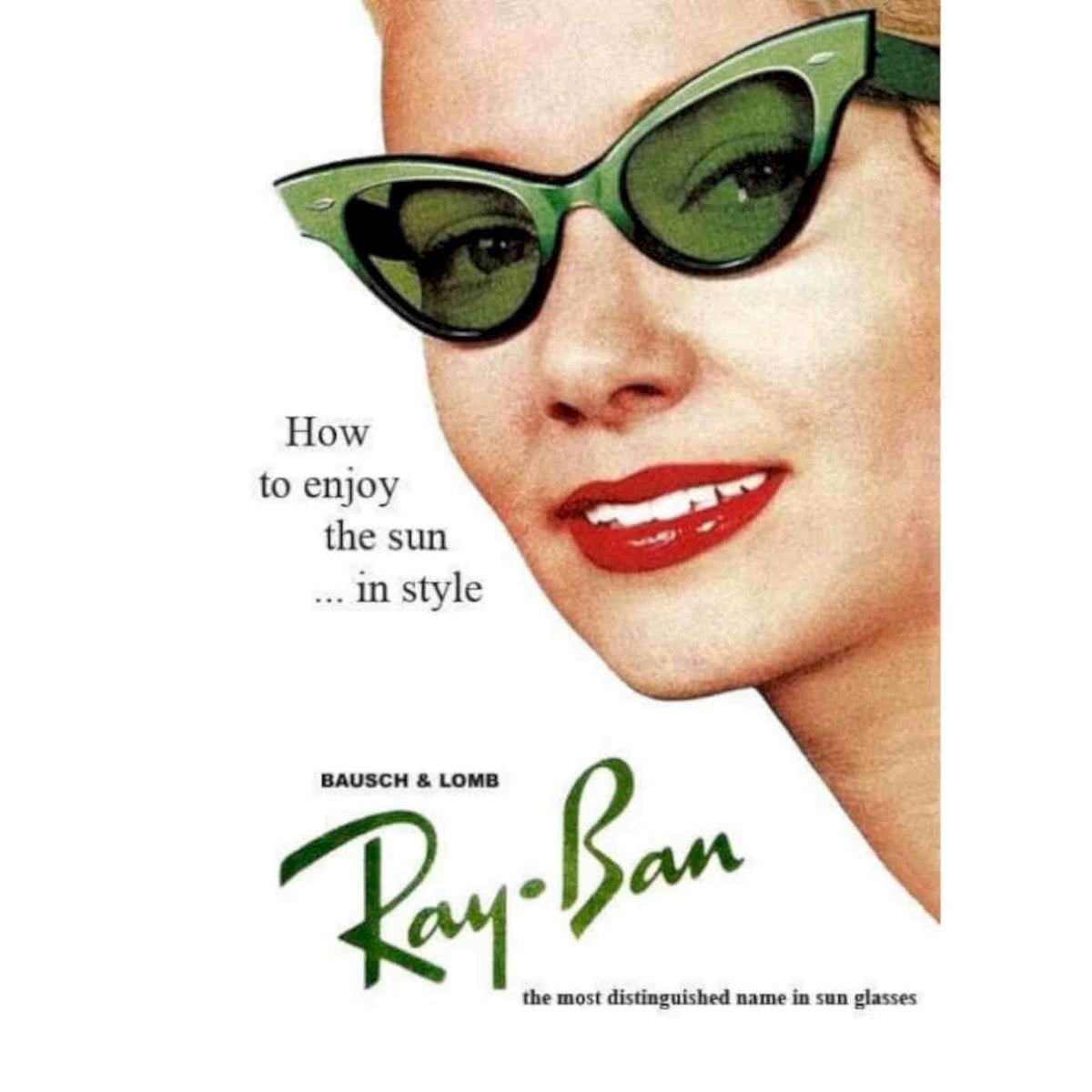 Kitschy 1950s Ray Ban Sunglasses Advertisement Re Vintage Retro Advert Poster A