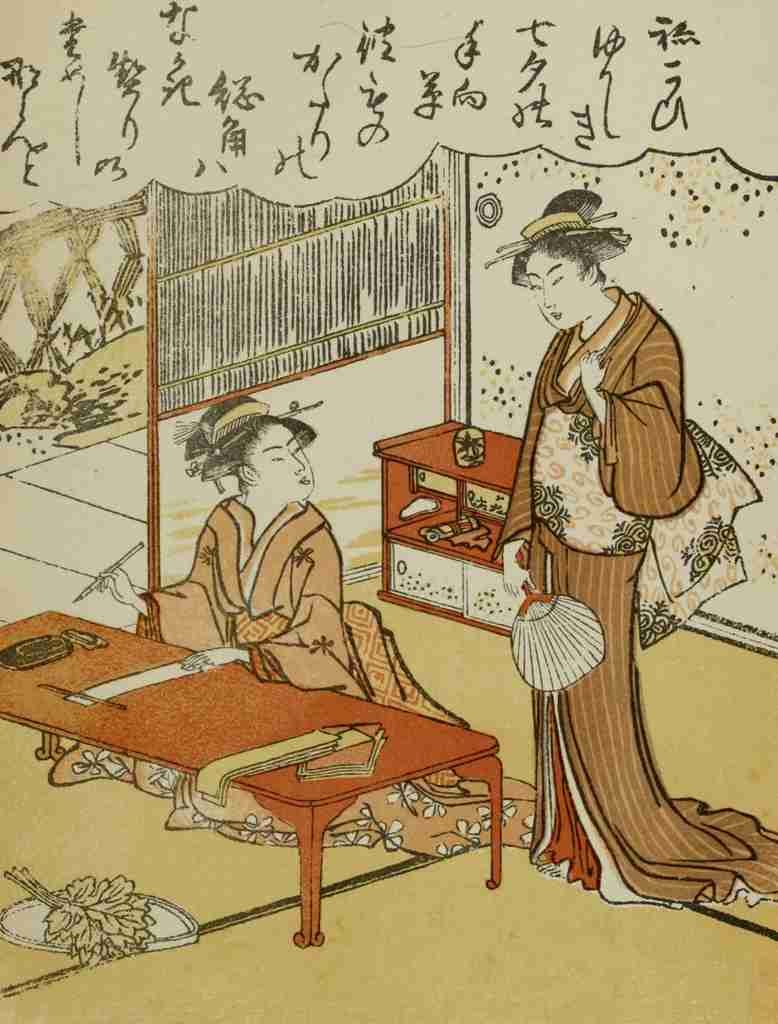 Kiyonaga Torii 1752 1815 Two ladies one writing a poem Japanese Illustration 1904 A4 Photo Print