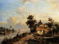 Kleijn Lodewijk Johannes A Summer Landscape With Figures Along A Waterway  A4 Photo Print