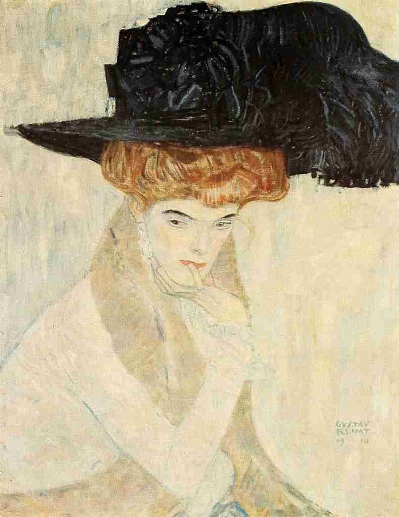 Klimt Gustav 1832 1918 Black Feather Hat c1910 A4 Photo Print