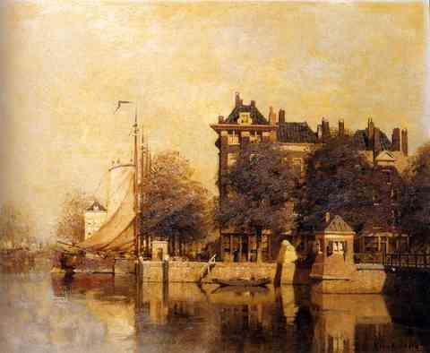Klinkenberg Johannes Christaan Karel Moored Sailing Vessels Along A Quay Amsterdam A4 Photo Print