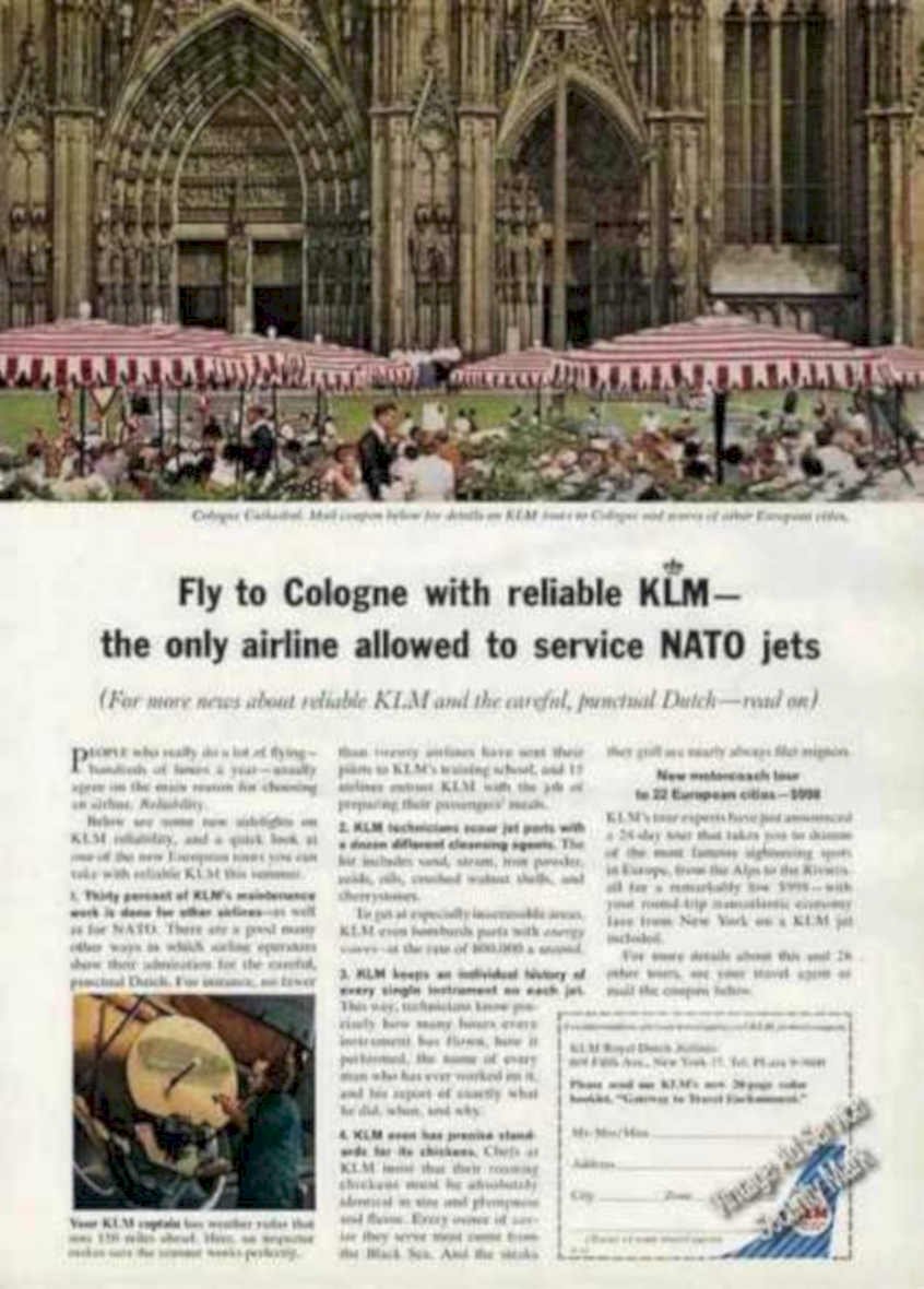 Klm Cologne Cathedral Vintage Retro Advert Ads A4 Photo Print