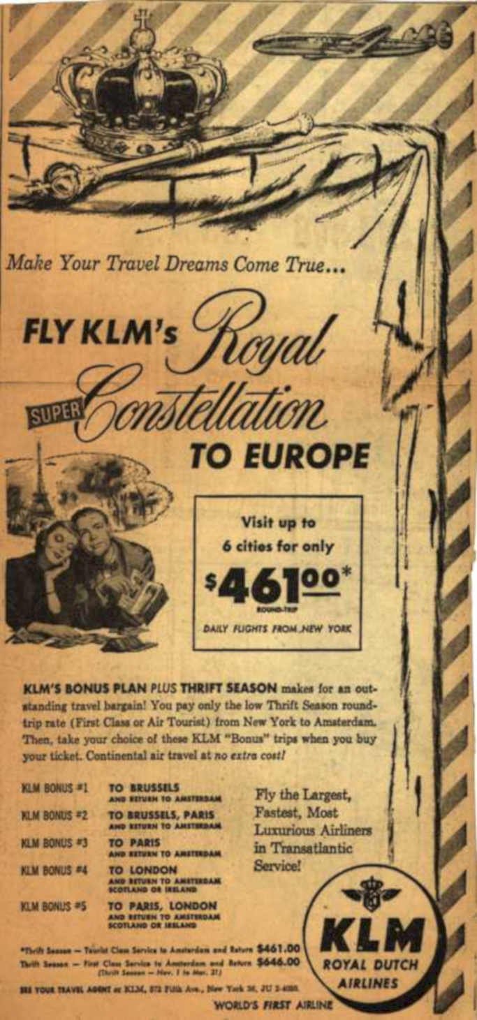 Klm Constellation Flyer Vintage Retro Advert Ads A4 Photo Print